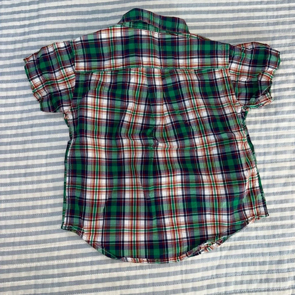 Ralph Lauren Boys 18M Green Plaid Short Sleeve Button Down‎ Shirt 320059053